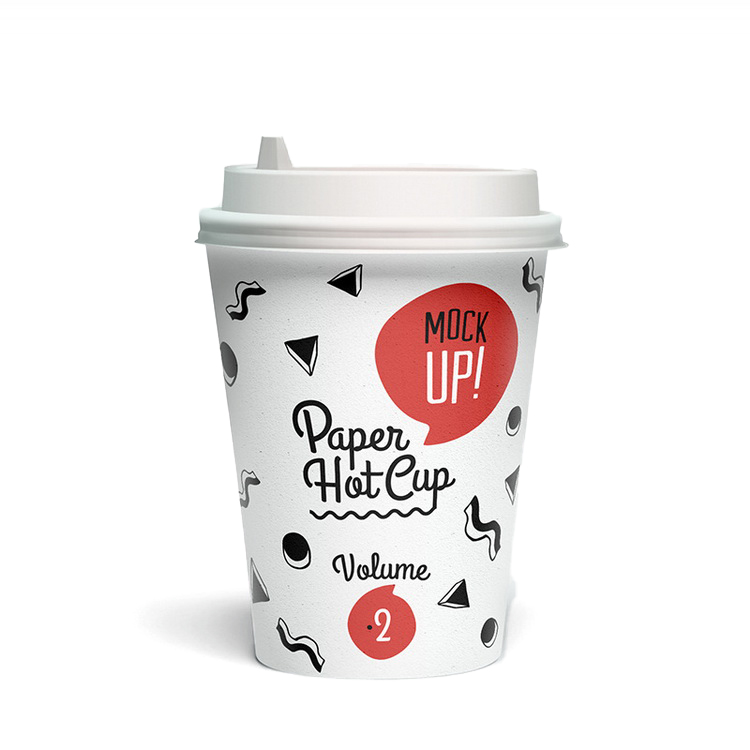 Custom classic paper coffee cup with lid