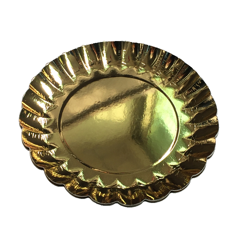 Biodegradable glossy laminated gold foil paper tray