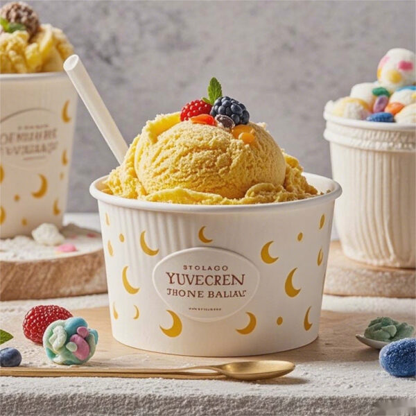 Custom logo biodegradable paper ice cream cups
