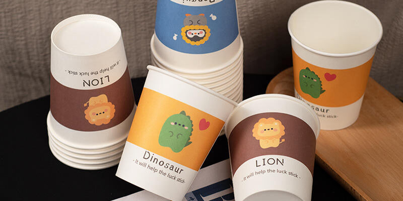Wholesale cartoon printed paper coffee cups for cafés