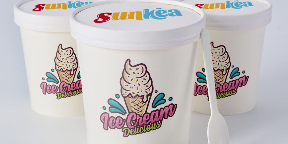 Factory direct biodegradable paper ice cream cups with lids