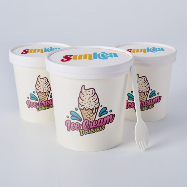 Factory direct biodegradable paper ice cream cups with lids