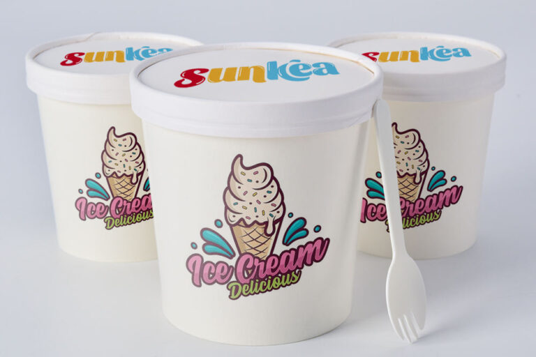 Factory direct biodegradable paper ice cream cups with lids