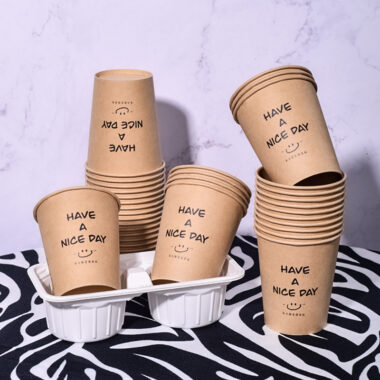 Custom design kraft paper coffee & tea cups with logo