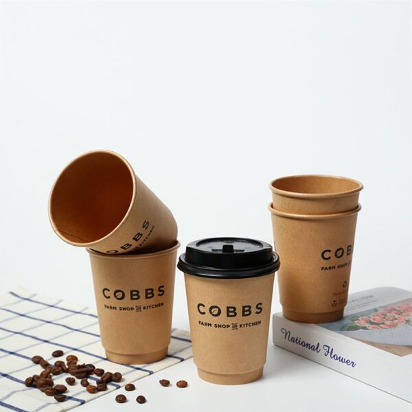 Custom design kraft paper coffee & tea cups with logo