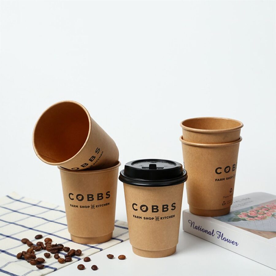 Custom design kraft paper coffee & tea cups with logo