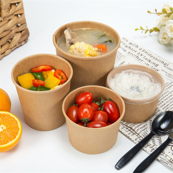 Wholesale kraft food bowls for rice and noodle packaging