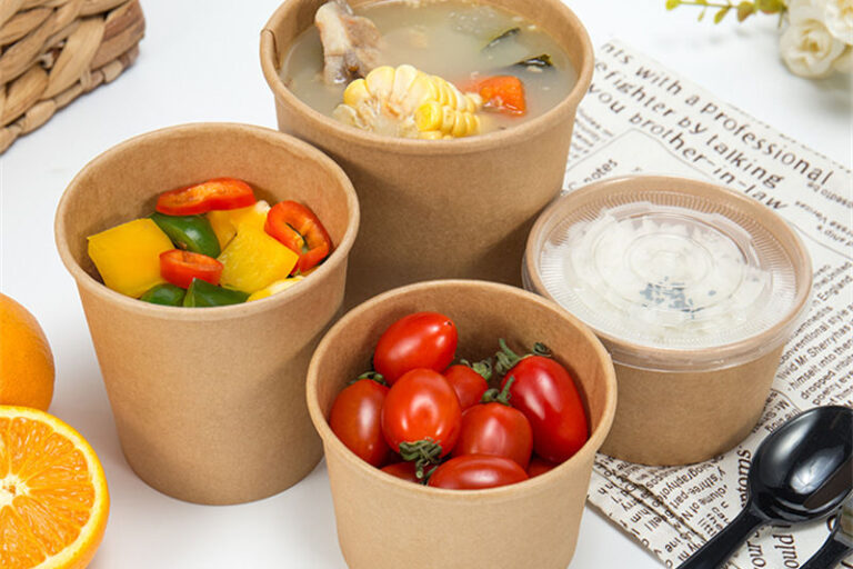 Wholesale kraft food bowls for rice and noodle packaging