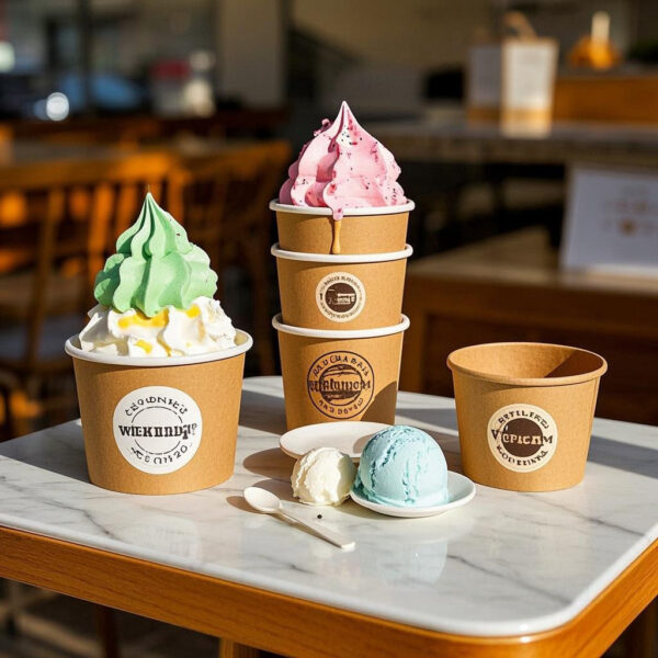 Disposable custom logo paper ice cream cups