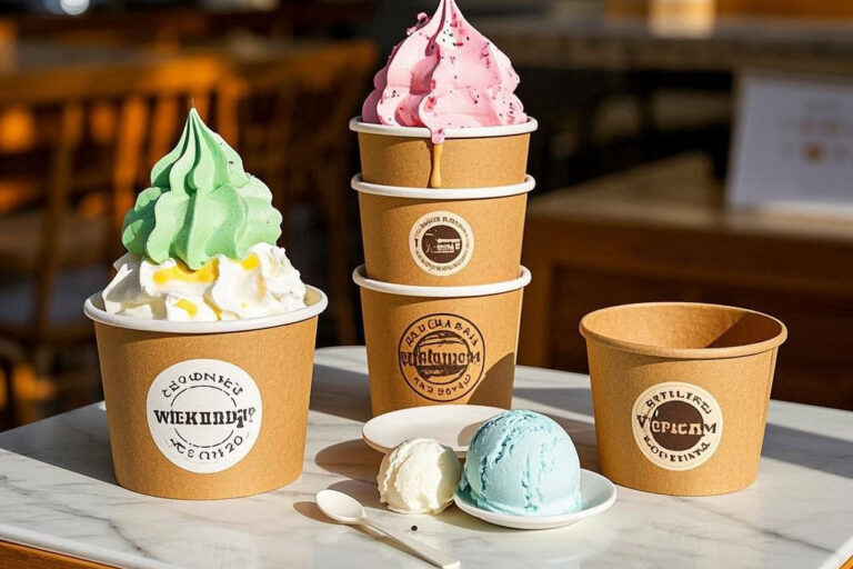 Disposable custom logo paper ice cream cups