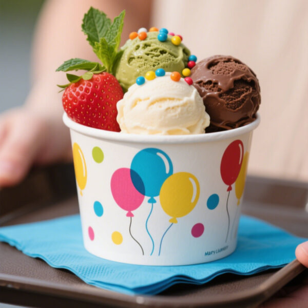 Bulk disposable paper ice cream cups food grade