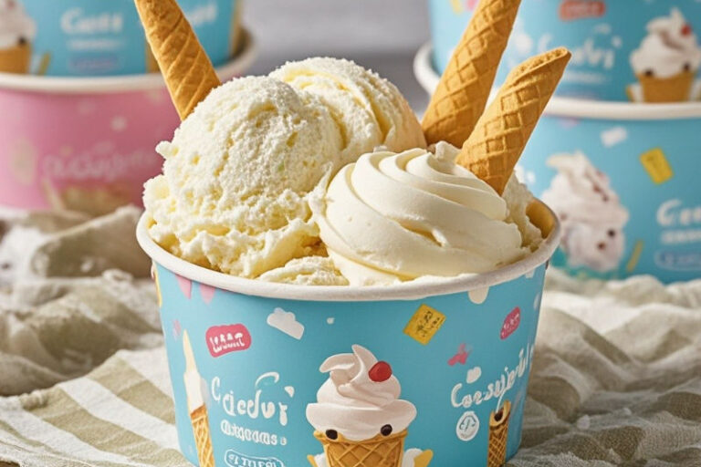 Frozen yogurt paper ice cream cups with lids