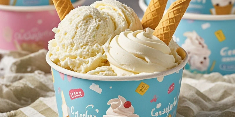 Frozen yogurt paper ice cream cups with lids