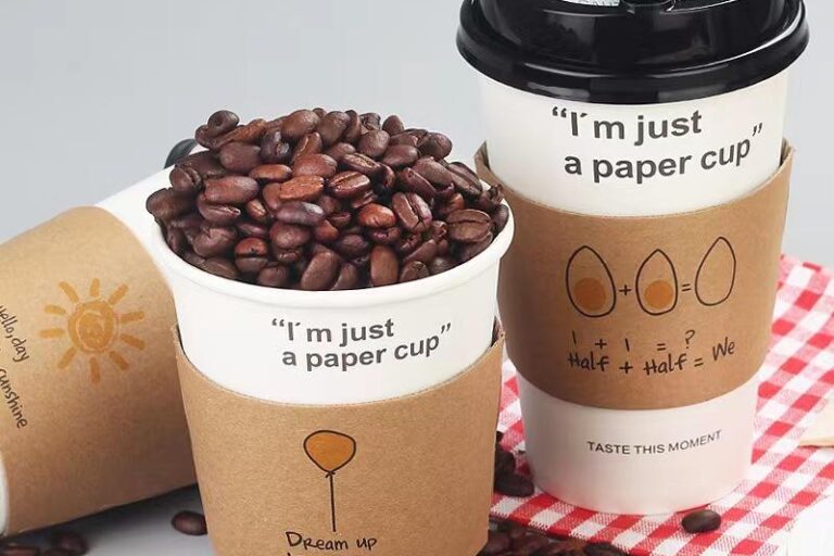 Logo printed kraft coffee paper sleeves (6) Custom kraft coffee cup paper sleeve factory supply