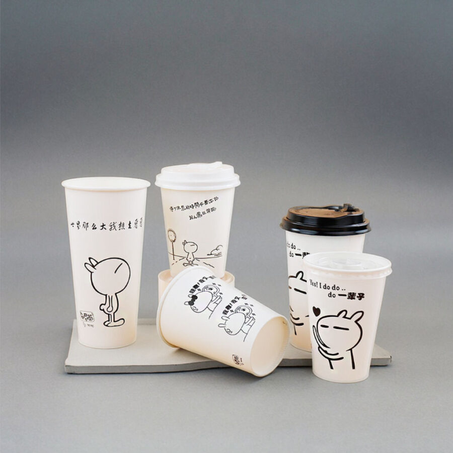 Custom printed disposable coffee and tea cups with lids