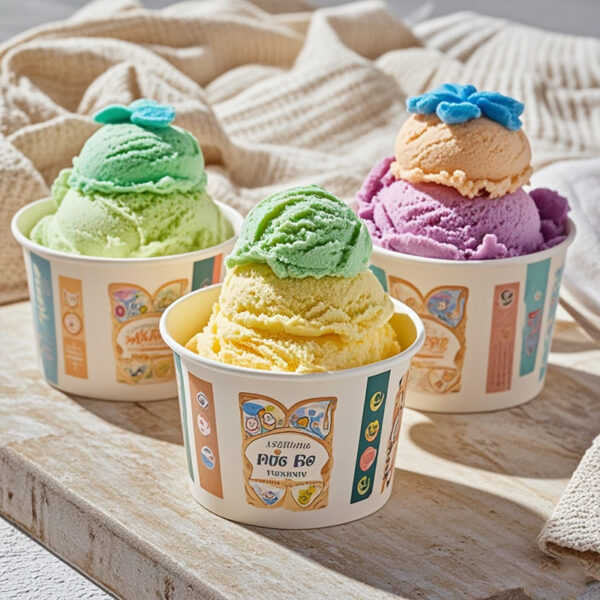 Custom printed paper ice cream cups with logo