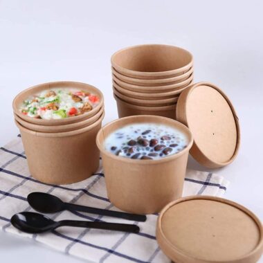 Biodegradable food bowls and soup cups for takeaway packaging