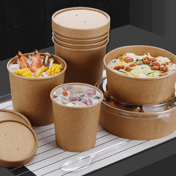 Biodegradable food bowls and soup cups for takeaway packaging