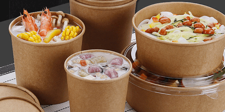 Biodegradable food bowls and soup cups for takeaway packaging