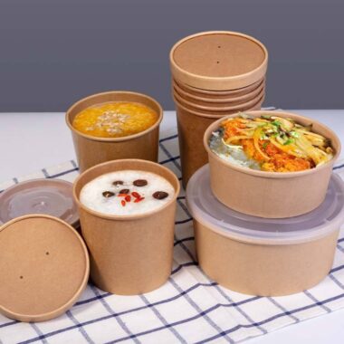 Biodegradable food bowls and soup cups for takeaway packaging