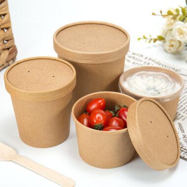 Biodegradable food bowls and soup cups for takeaway packaging