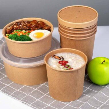 Biodegradable food bowls and soup cups for takeaway packaging