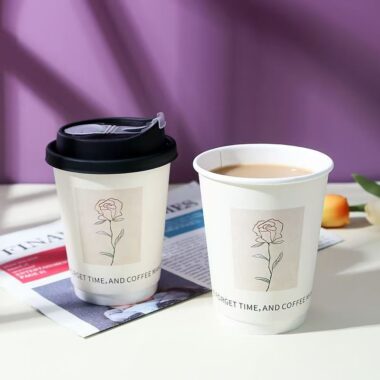 Creative double wall anti-scald paper coffee cups for hot beverages