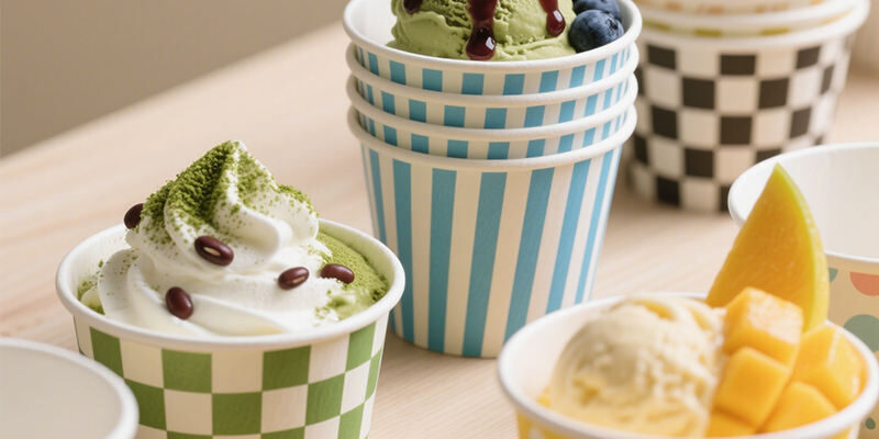 Custom logo paper ice cream cups for dessert and yogurt shops
