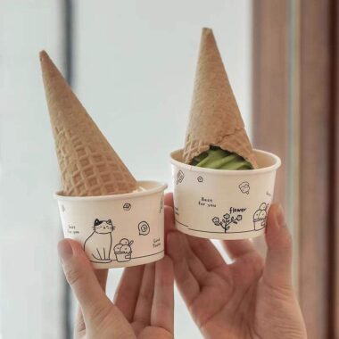 Custom logo paper ice cream cups for dessert and yogurt shops