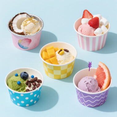 Custom logo paper ice cream cups for dessert and yogurt shops