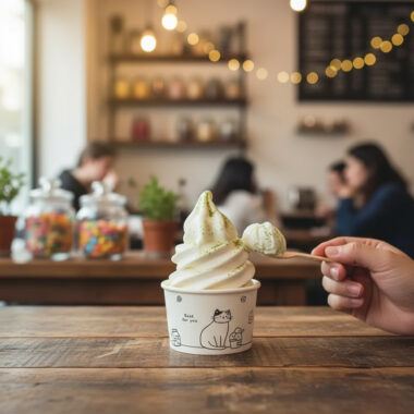 Custom logo paper ice cream cups for dessert and yogurt shops