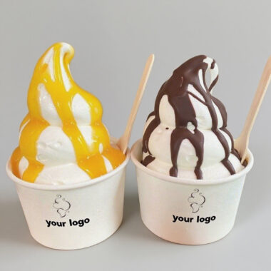 Custom logo paper ice cream cups for dessert and yogurt shops