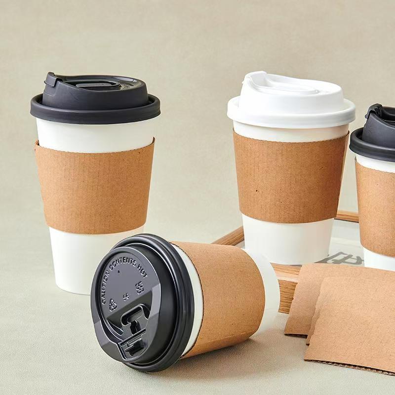 Thick insulated disposable paper cup sleeves for milk tea and coffee