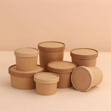 Kraft paper packaging food bowl and soup cup for takeaway