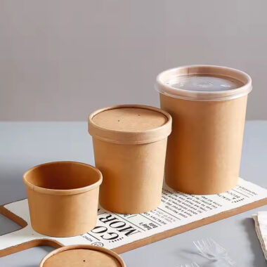Kraft paper packaging food bowl and soup cup for takeaway
