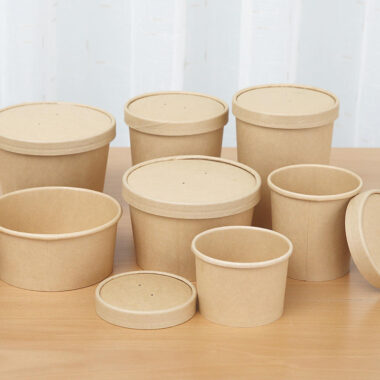Kraft paper packaging food bowl and soup cup for takeaway