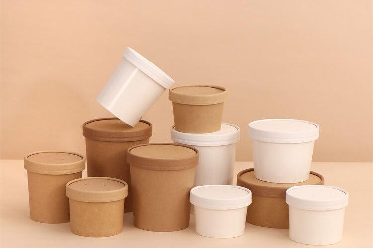 Kraft paper packaging food bowl and soup cup for takeaway