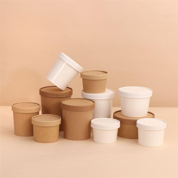 Kraft paper packaging food bowl and soup cup for takeaway