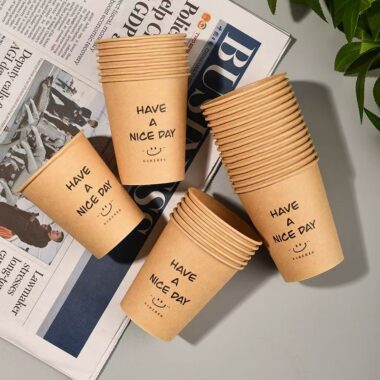 Premium kraft leak-proof paper coffee and tea cups for hot drinks