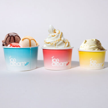 Custom colorful eco-friendly paper ice cream cups for dessert shops