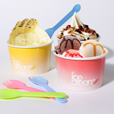 Custom colorful eco-friendly paper ice cream cups for dessert shops