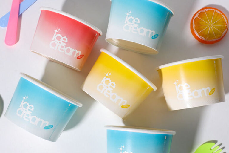 Custom colorful eco-friendly paper ice cream cups for dessert shops
