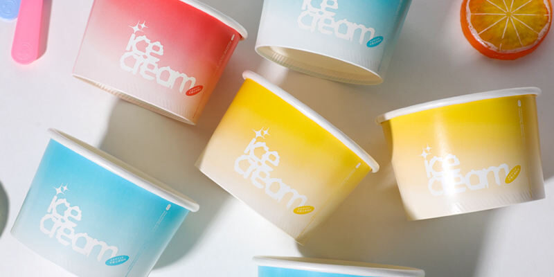 Custom colorful eco-friendly paper ice cream cups for dessert shops