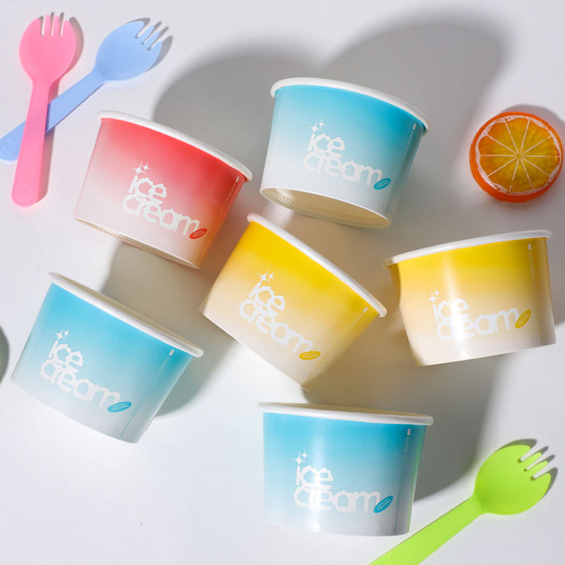 Custom colorful eco-friendly paper ice cream cups for dessert shops