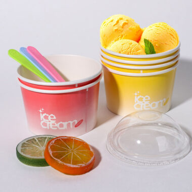 Custom colorful eco-friendly paper ice cream cups for dessert shops