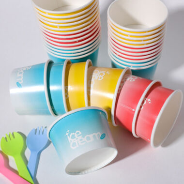 Custom colorful eco-friendly paper ice cream cups for dessert shops