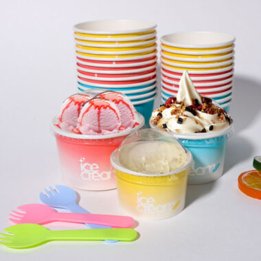 Custom colorful eco-friendly paper ice cream cups for dessert shops