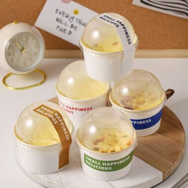 Creative minimalist eco-friendly paper ice cream cups for dessert shops