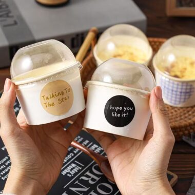 Creative minimalist eco-friendly paper ice cream cups for dessert shops