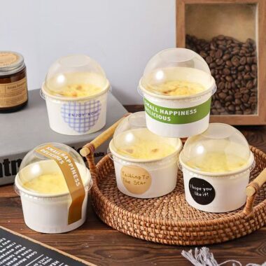 Creative minimalist eco-friendly paper ice cream cups for dessert shops